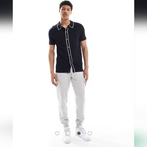 NEW French Connection Men's Knit Polo with White Trim